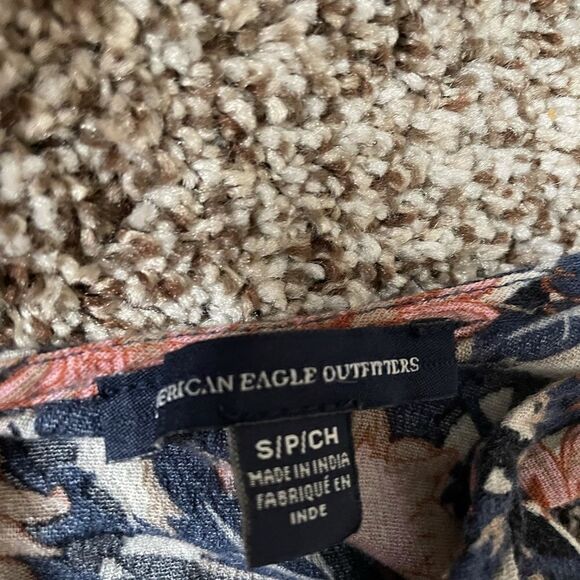 AMERICAN EAGLE FLORAL LACE TANK top Blue Size Small - Picture 4 of 6